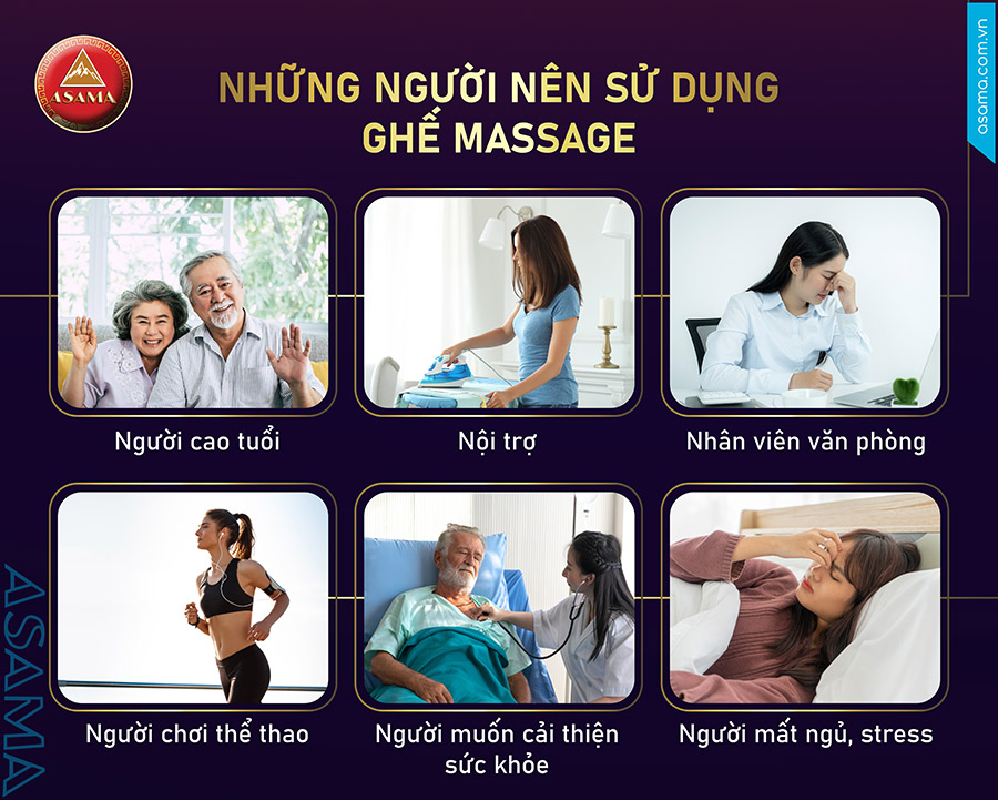 ghế massage Asama as-100 trắng doi tượng sử dụng