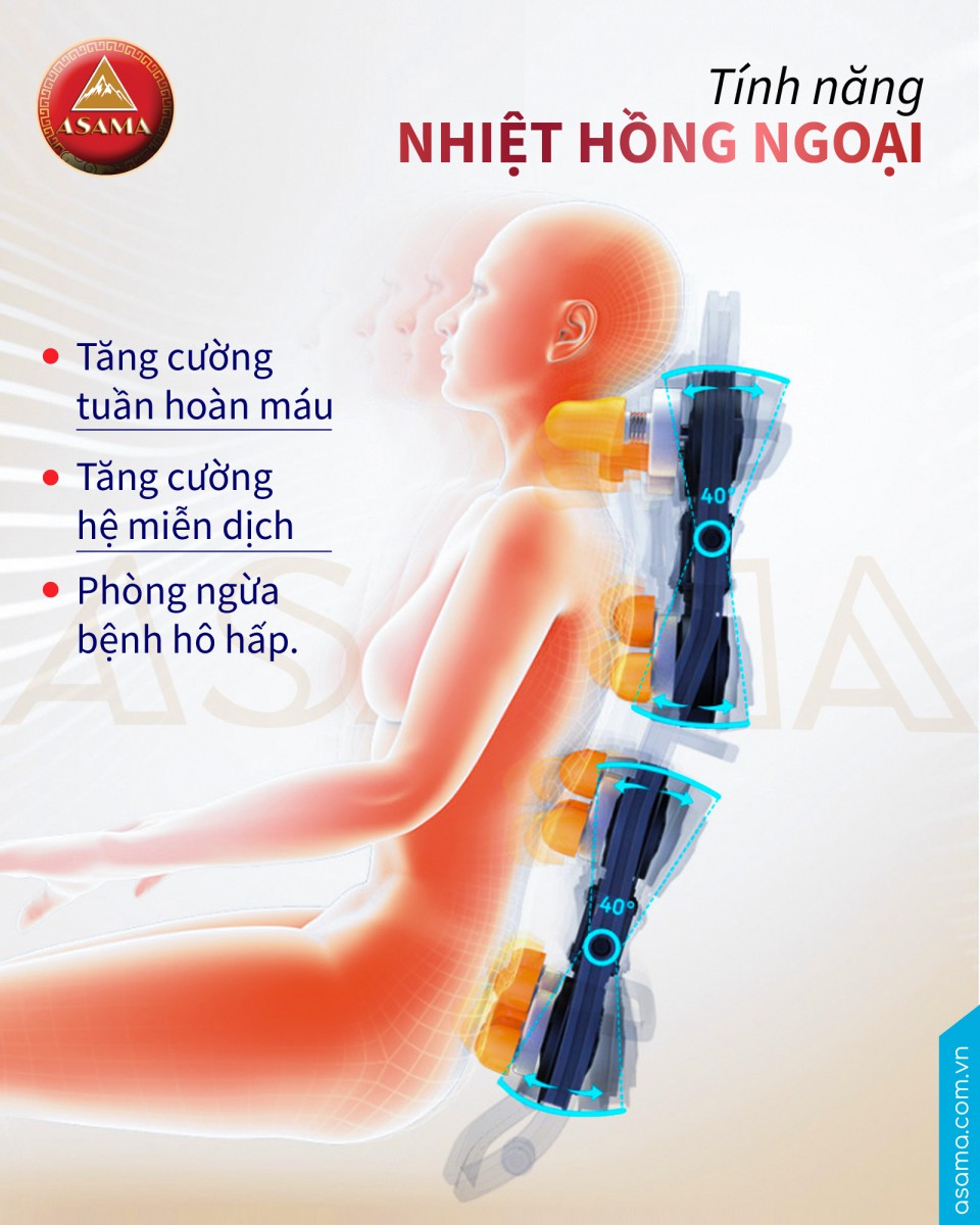 massage nhiệt hồng ngoại sưởi ấm cơ thể cùng ghế massage Asama AS-268