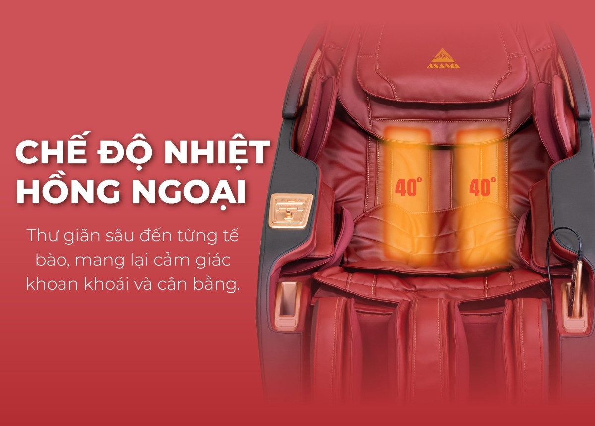 ghế massage asama as666 trang bị chế độ nhiệt hồng ngoại thư giãn sâu