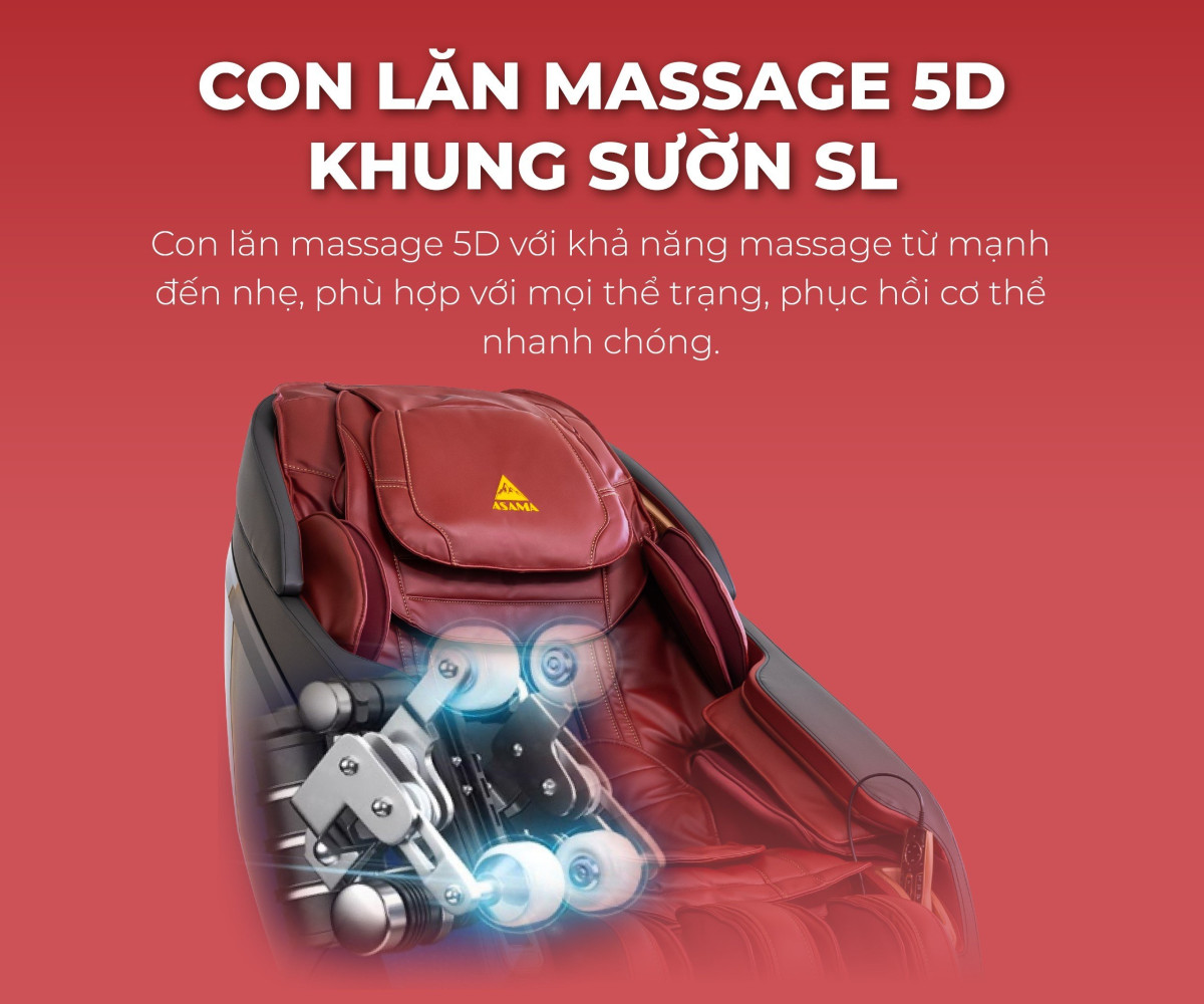 Ghế massage asama As666 HỆ THỐNG CON LĂN 5D THÔNG MINH 