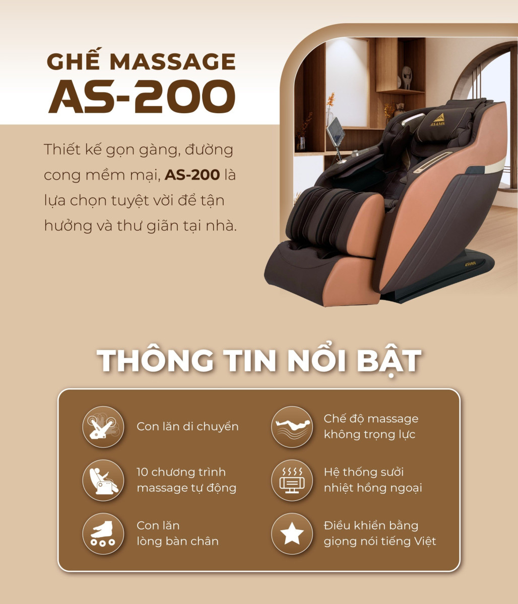 GHẾ MASSAGE ASAMA AS200 THÔNG TIN NỔI BẬT