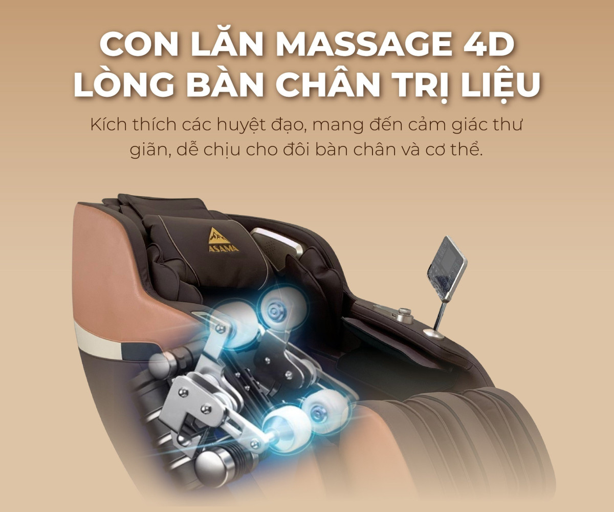 GHẾ MASSAGE ASAMA AS200 -CON LĂN MASSAGE HIỆN ĐẠI 4D