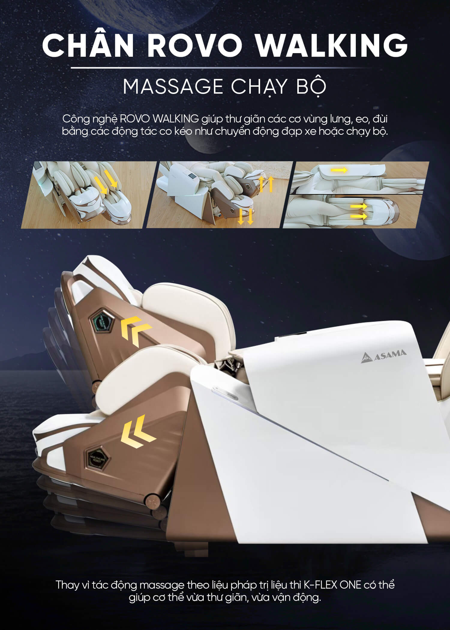 ghế massage Asama K-klex chân chuyển động rovo walking robot