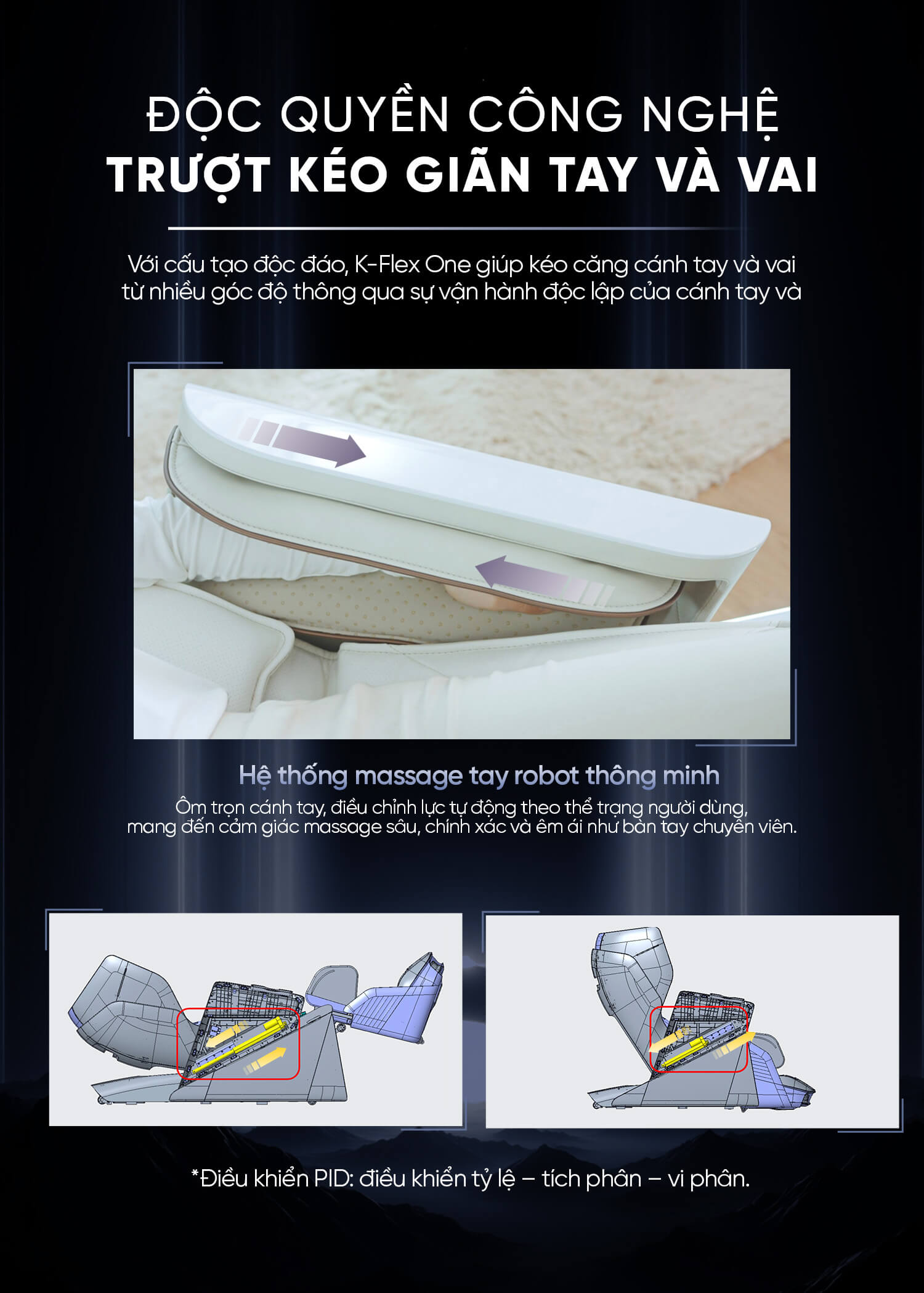 ghế massage Asama K-klex trượt kéo giãn tay vai